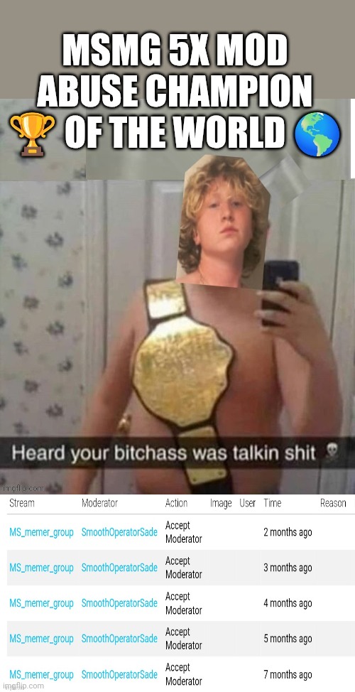 5X MSMG MOD ABUSE CHAMPION | made w/ Imgflip meme maker