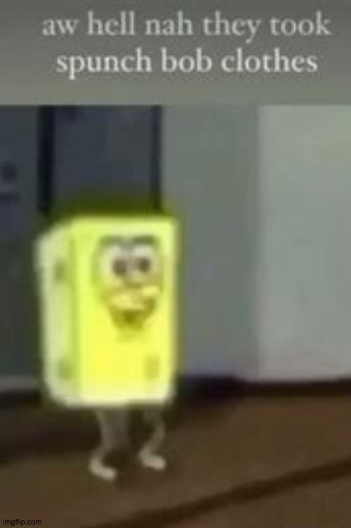 Aw Hell Naw They Took Spunch Bob Clothes | image tagged in aw hell naw they took spunch bob clothes | made w/ Imgflip meme maker