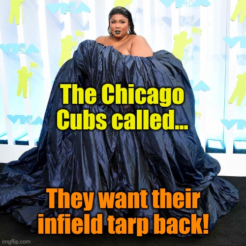 Lizzo Tarp | The Chicago Cubs called... They want their infield tarp back! | image tagged in lizzo tarp | made w/ Imgflip meme maker