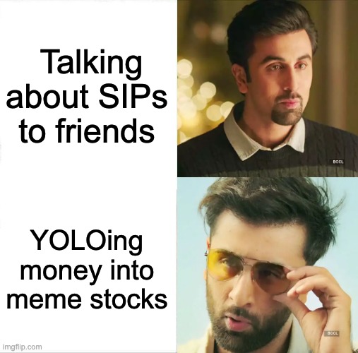 Sleeping Shaq | Talking about SIPs to friends; YOLOing money into meme stocks | image tagged in memes,sleeping shaq | made w/ Imgflip meme maker