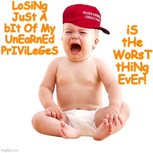Baby MAGA | LoSiNg JuSt A bIt Of My UnEaRnEd PrIViLeGeS iS tHe WoRsT tHiNg EvEr! | image tagged in baby maga | made w/ Imgflip meme maker