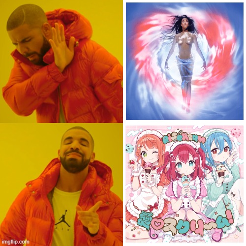 What the Internet hates VS. What the Internet loves | image tagged in memes,drake hotline bling,music,aiscream,trending | made w/ Imgflip meme maker
