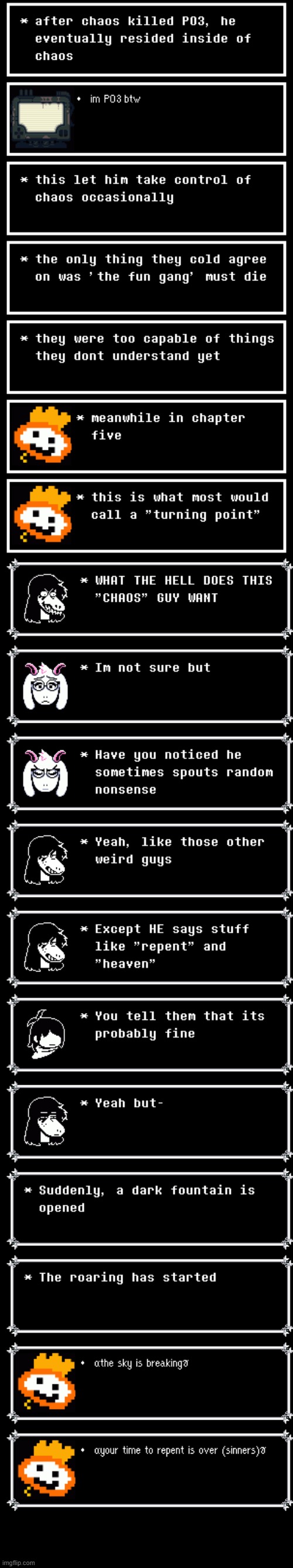 chaos's origin pt 3, it has begun, and so early too | made w/ Imgflip meme maker