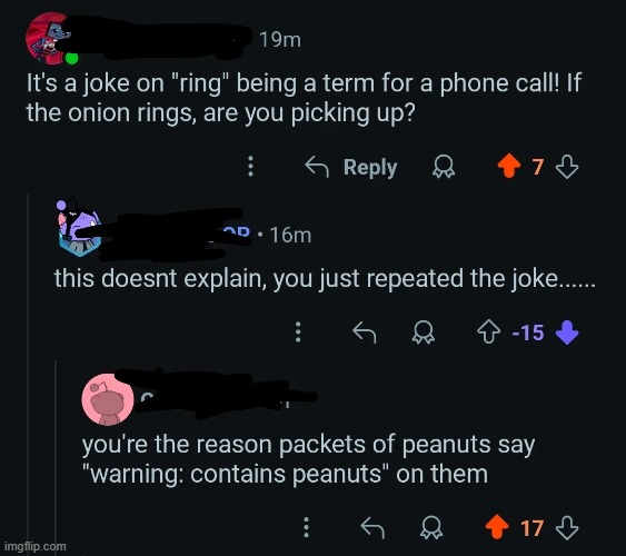 image tagged in joke,onion,ring,onion rings,peanuts,warning | made w/ Imgflip meme maker