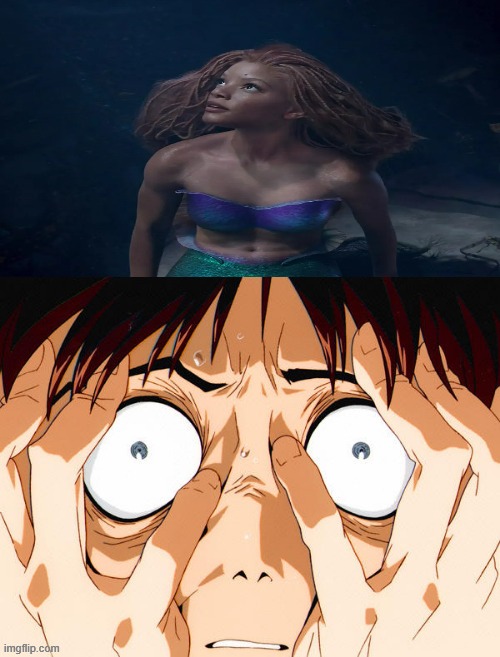 black ariel freaks shinji out | image tagged in which monster freaks shinji out,anime,shinji ikari,screaming,monster,scary movie | made w/ Imgflip meme maker