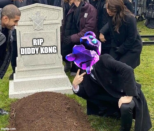 Rocko from Sesame Street: Hold up. | RIP DIDDY KONG | image tagged in peace sign tombstone,donkey kong,diddy kong,nintendo,nintendo switch 2,nintendo switch | made w/ Imgflip meme maker