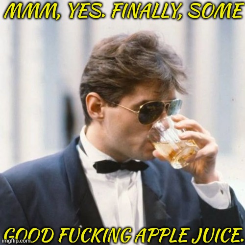 Oki, I'm Sad Again..... | MMM, YES. FINALLY, SOME; GOOD FUCKING APPLE JUICE. | image tagged in falcon,gordon ramsay,reference,apple,juice,not really | made w/ Imgflip meme maker