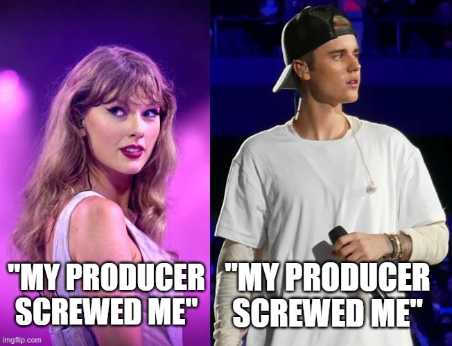 one phrase, two entirely different meanings | "MY PRODUCER SCREWED ME"; "MY PRODUCER SCREWED ME" | image tagged in memes,dark humor,diddy,why are you reading this,chicken jockey,indiana jones punching nazis | made w/ Imgflip meme maker