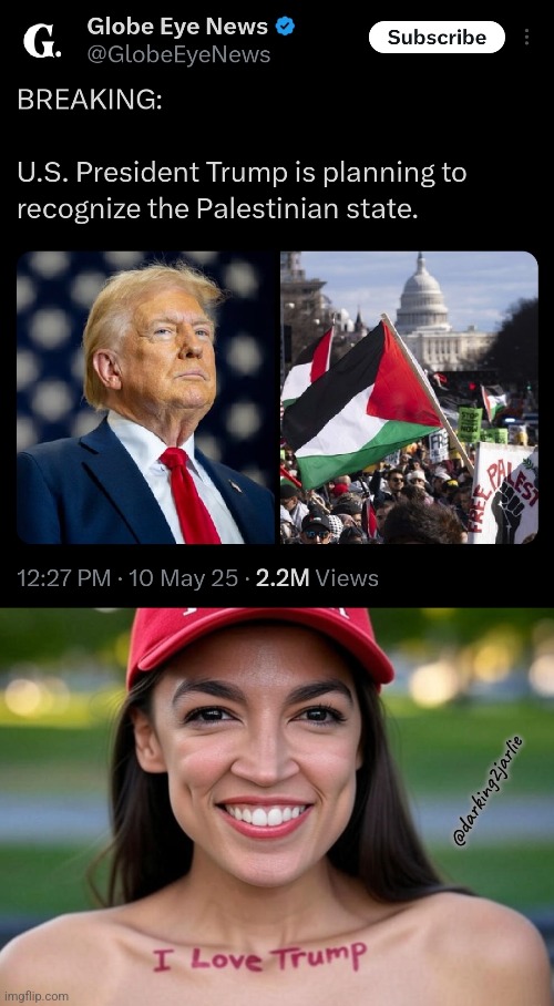 So Trump going full socialist? | @darking2jarlie | image tagged in trump,donald trump,palestine,israel,politics | made w/ Imgflip meme maker