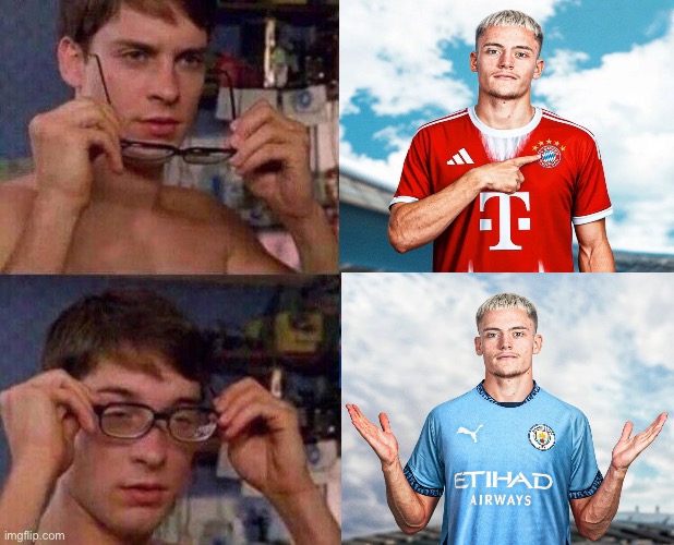 Bayern fans right now | image tagged in spiderman glasses | made w/ Imgflip meme maker