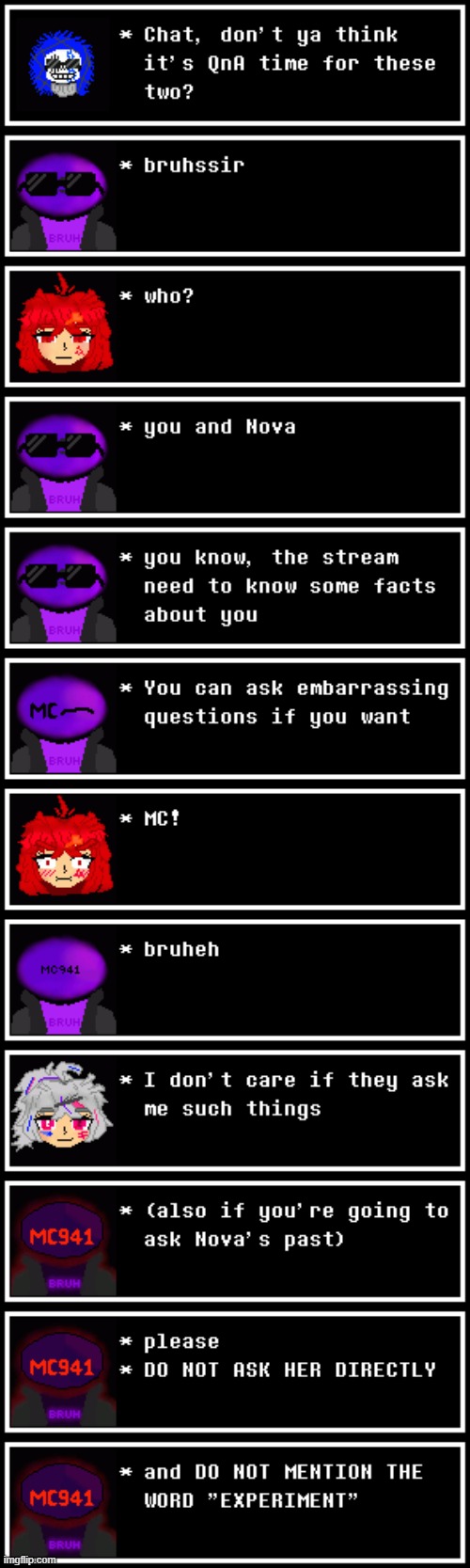 BRUH, QnA TIME! | image tagged in nova,nova n nebula,scarlett,mc941,ultimateverse,neon n nebula | made w/ Imgflip meme maker