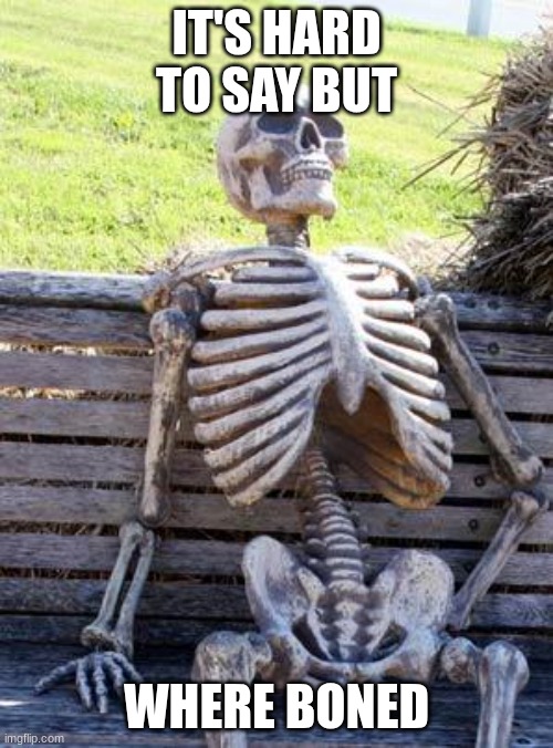 Waiting Skeleton Meme | IT'S HARD TO SAY BUT; WHERE BONED | image tagged in memes,waiting skeleton | made w/ Imgflip meme maker