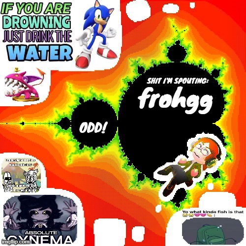 frog | frohgg | image tagged in odd mandelbrot announcement template mii version | made w/ Imgflip meme maker