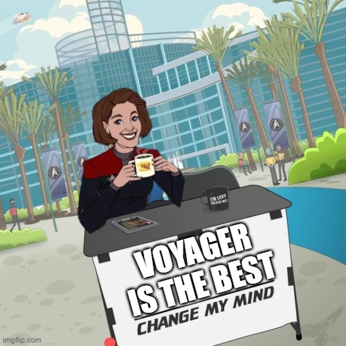 seriously, try to change my mind | VOYAGER IS THE BEST | image tagged in star trek janeway change my mind | made w/ Imgflip meme maker