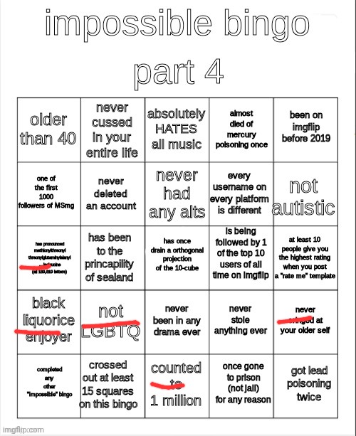 :| | image tagged in impossible bingo part 4 | made w/ Imgflip meme maker