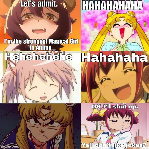 image tagged in sailor moon,puella magi madoka magica,precure,repost | made w/ Imgflip meme maker