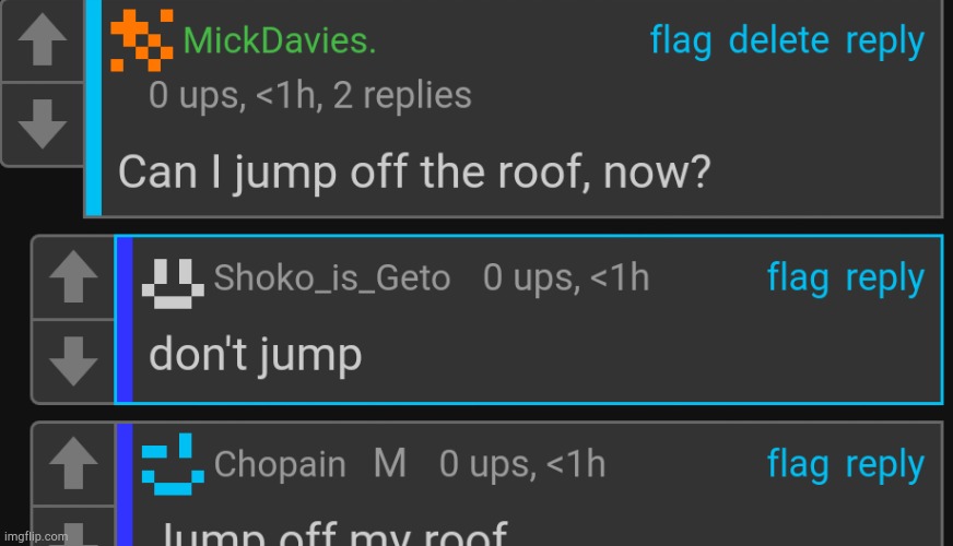 The Duality of Man | image tagged in idk what to put here,man jumping off a cliff,roof,hehe,we don't do that here,do it | made w/ Imgflip meme maker