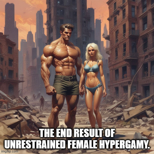 THE END RESULT OF UNRESTRAINED FEMALE HYPERGAMY. | made w/ Imgflip meme maker