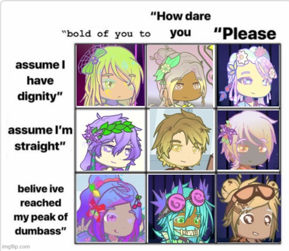 Randomness with my Cookie Run ocs (names in comments) | image tagged in bold of you to assume chart,gacha,ocs | made w/ Imgflip meme maker