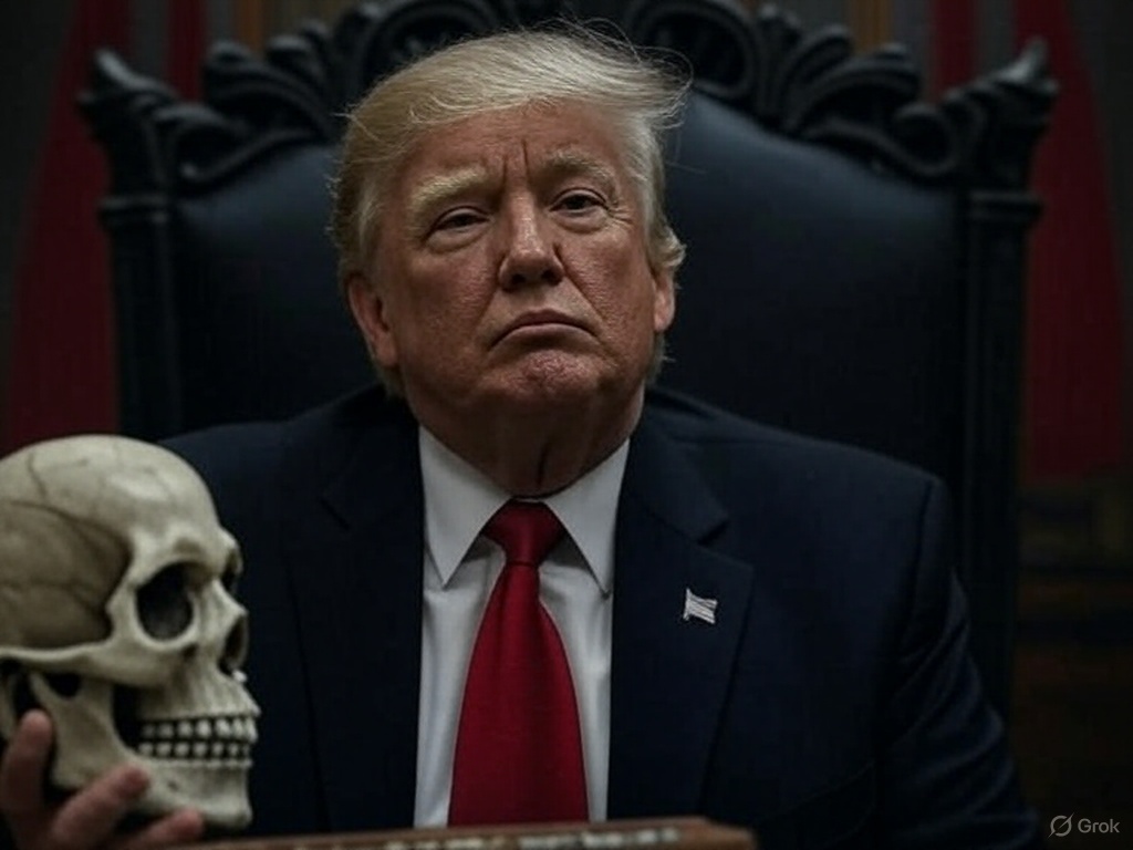 Trump holding a skull JPP Blank Meme Template