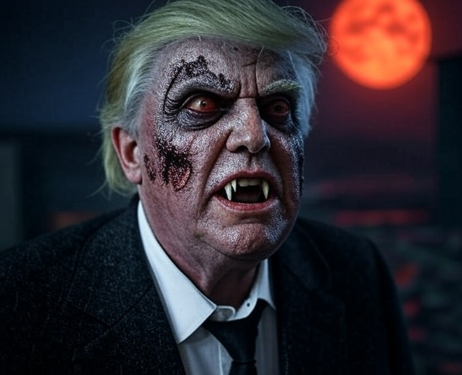 Trump vampire zombie blood moon jpp Blank Meme Template