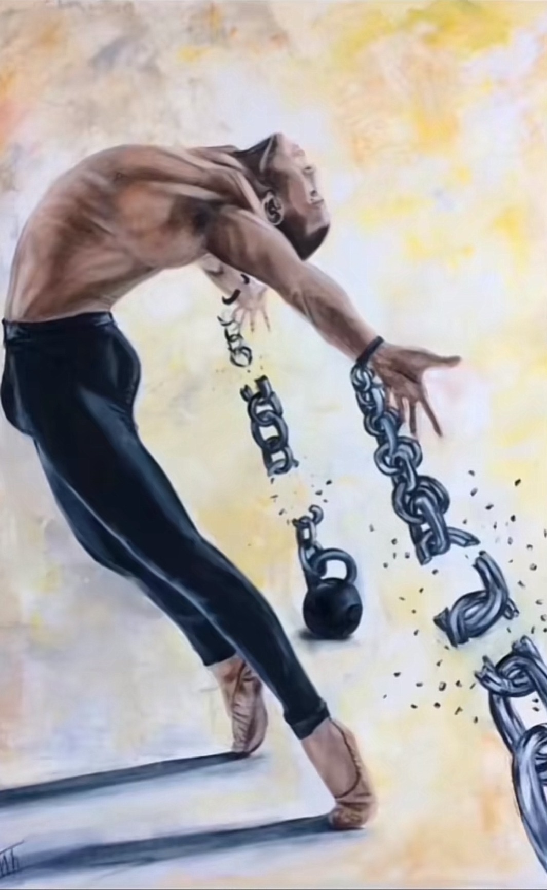 Ballet man breaking chain Blank Meme Template