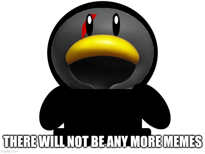 NO MORE | THERE WILL NOT BE ANY MORE MEMES | image tagged in cedric the penguin | made w/ Imgflip meme maker