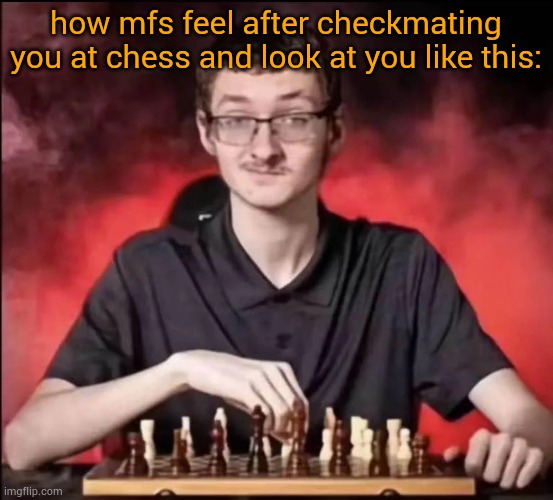 checkmate | how mfs feel after checkmating you at chess and look at you like this: | image tagged in checkmate | made w/ Imgflip meme maker