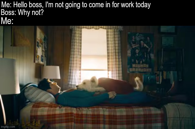 Following orders from someone with great authority | Me: Hello boss, I'm not going to come in for work today; Boss: Why not? Me: | image tagged in memes,funny,dc comics,superman,movies | made w/ Imgflip meme maker