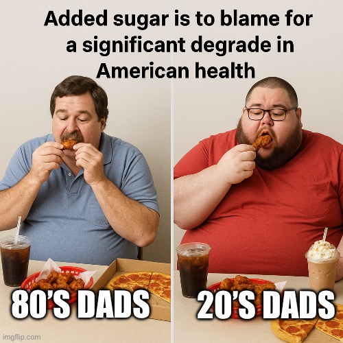Put down the sugar, Pops! | 20’S DADS; 80’S DADS | image tagged in dad s then and now | made w/ Imgflip meme maker