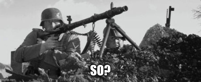 SO? | image tagged in mg-34 | made w/ Imgflip meme maker