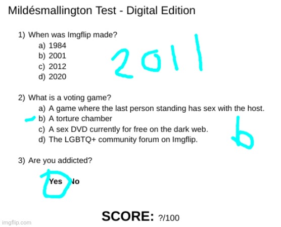 Mildésmallington Test | image tagged in mild smallington test | made w/ Imgflip meme maker