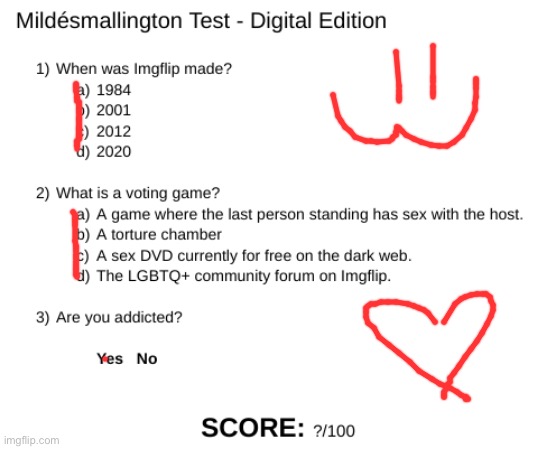 Mildésmallington Test | image tagged in mild smallington test | made w/ Imgflip meme maker