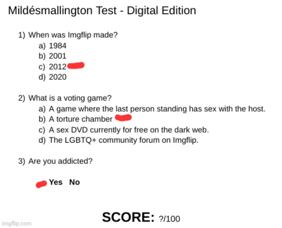 Mildésmallington Test | image tagged in mild smallington test | made w/ Imgflip meme maker
