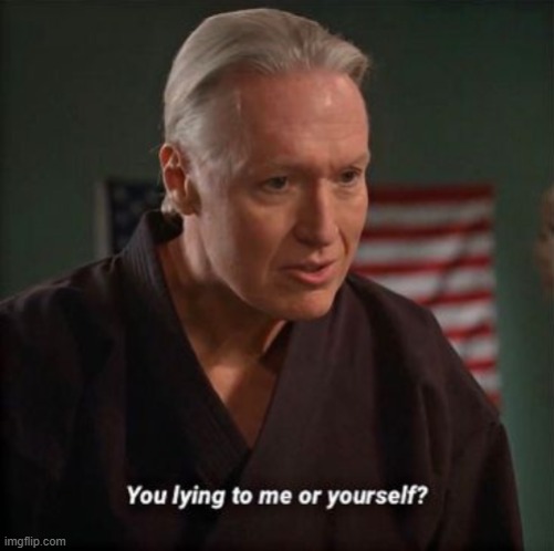 You lying to me or to yourself? | image tagged in you lying to me or to yourself | made w/ Imgflip meme maker
