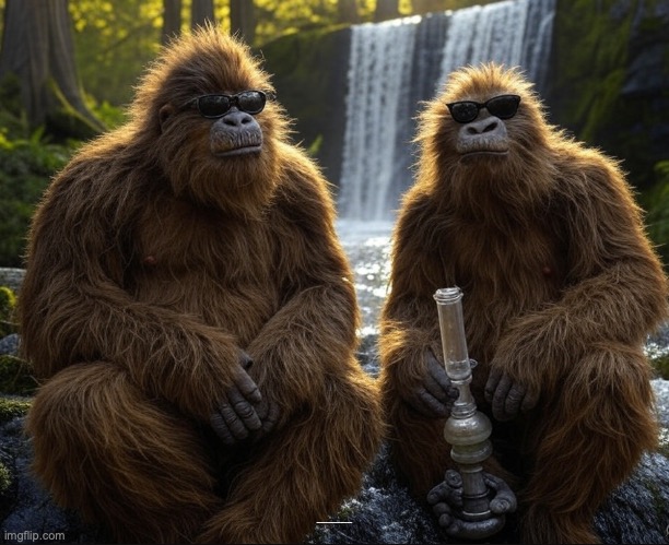 Pipe Squatches | "LISTEN TO THE WHISPERS OF THE WIND, FOR THEY CARRY THE WISDOM OF THE AGES." | image tagged in sasquatch,funny memes | made w/ Imgflip meme maker
