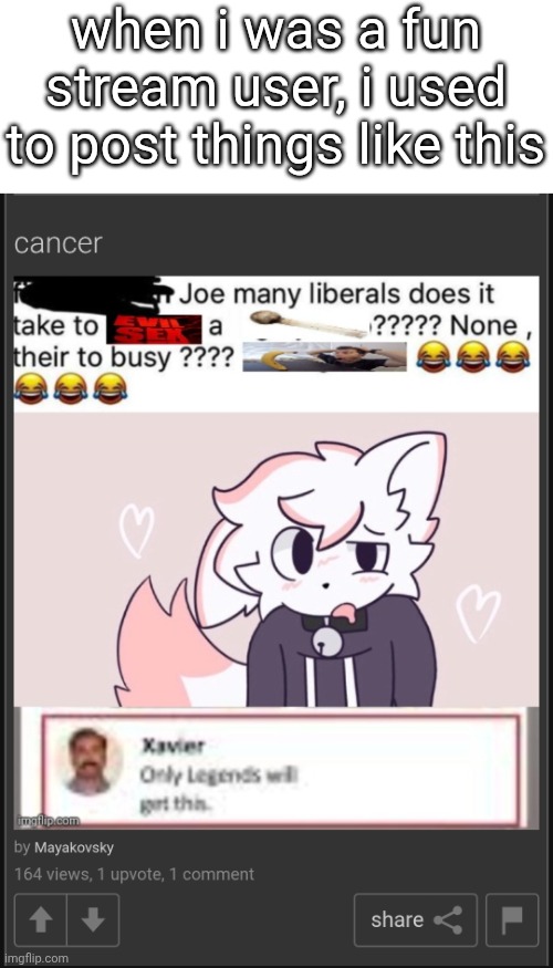 when i was a fun stream user, i used to post things like this | made w/ Imgflip meme maker