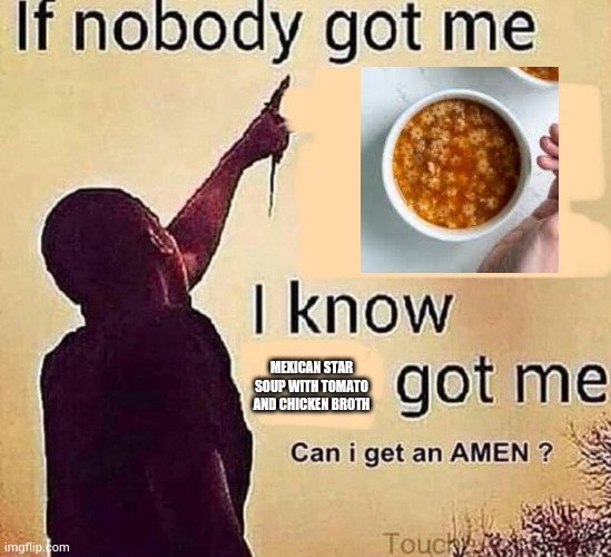 I love this shit chat | MEXICAN STAR SOUP WITH TOMATO AND CHICKEN BROTH | image tagged in if nobody got me blank | made w/ Imgflip meme maker
