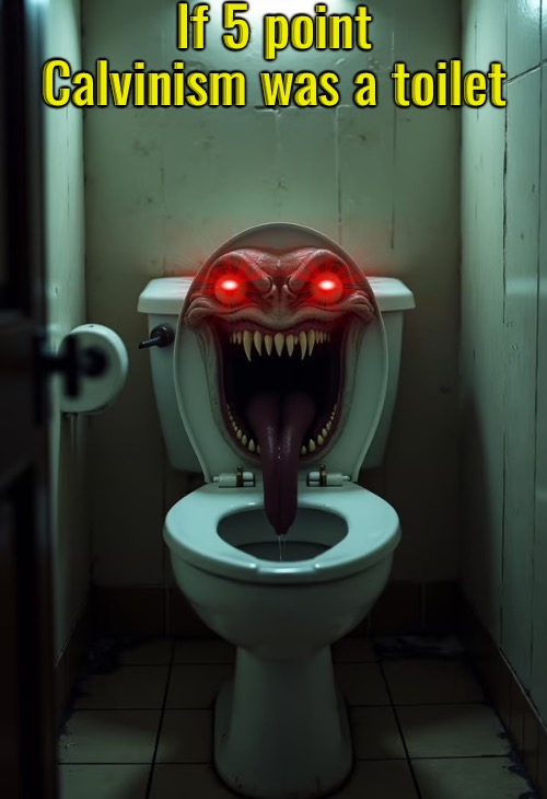 If It Was A Toilet | If 5 point Calvinism was a toilet | image tagged in calvinism,arminian,molinism,reformed theology 5 point calvinists,demonic toilet theology | made w/ Imgflip meme maker
