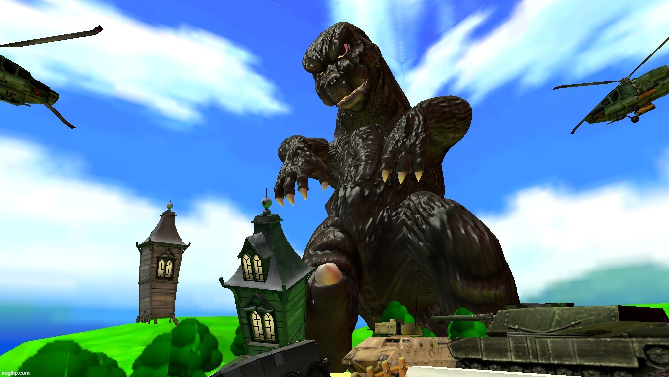 seems someone is having fun...uh | image tagged in godzilla | made w/ Imgflip meme maker