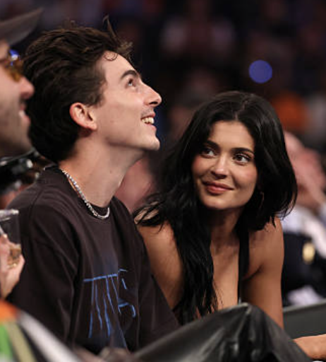Kylie Jenner Looking at Timothy Chamalet Blank Meme Template