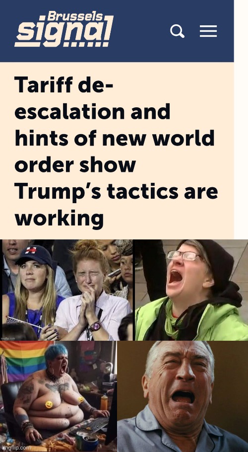 image tagged in deniro crying,memes,crying liberals,trump derangement syndrome,tariffs,democrats | made w/ Imgflip meme maker