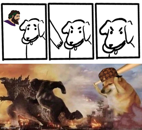Hahaha dog take that | image tagged in no take only throw,kong godzilla doge | made w/ Imgflip meme maker