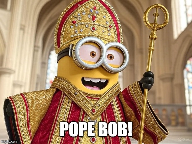 Pope Bob | POPE BOB! | image tagged in pope,minions,leoxiv | made w/ Imgflip meme maker