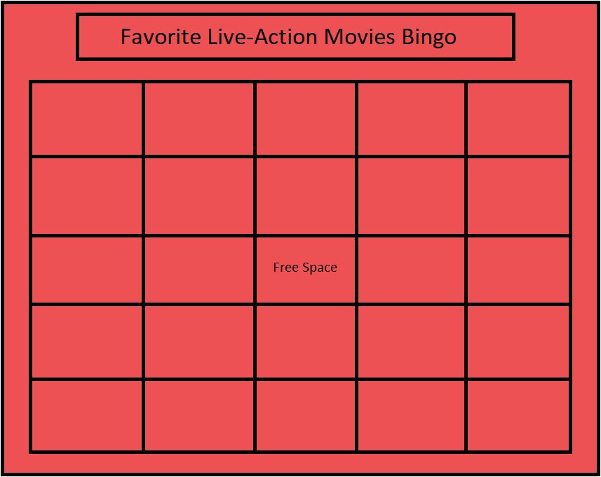favorite live-action movies bingo Blank Meme Template