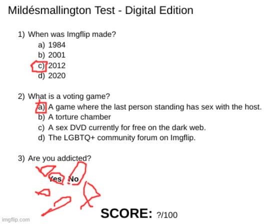 Mildésmallington Test | image tagged in mild smallington test | made w/ Imgflip meme maker