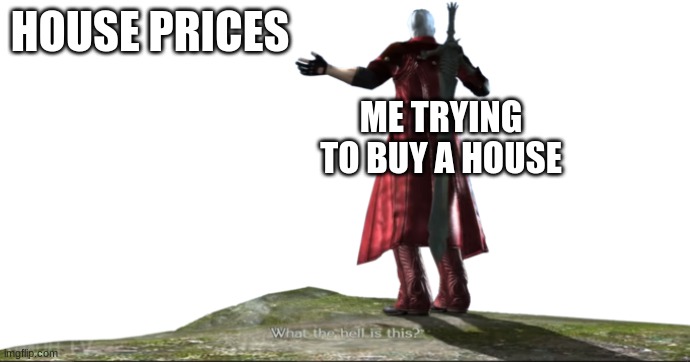 What the hell is this? | HOUSE PRICES; ME TRYING TO BUY A HOUSE | image tagged in what the hell is this - dmc4 | made w/ Imgflip meme maker
