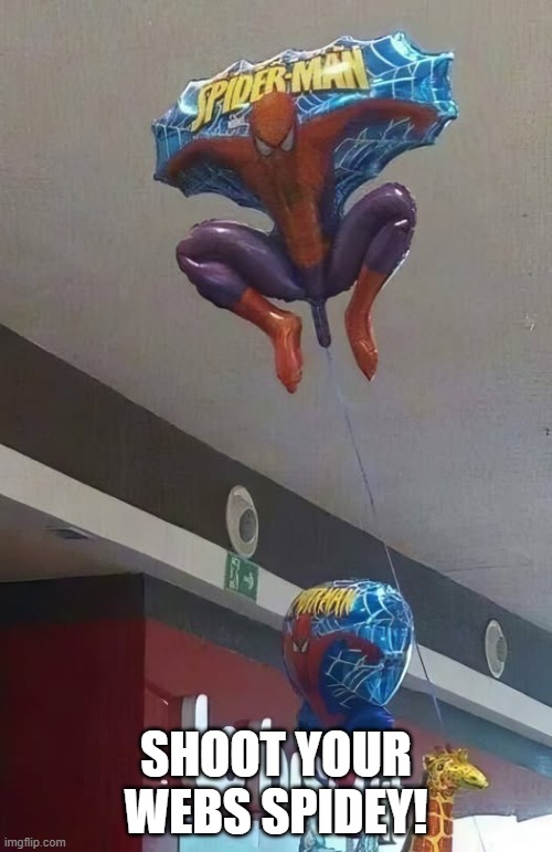 Spidey | SHOOT YOUR WEBS SPIDEY! | image tagged in spiderman | made w/ Imgflip meme maker