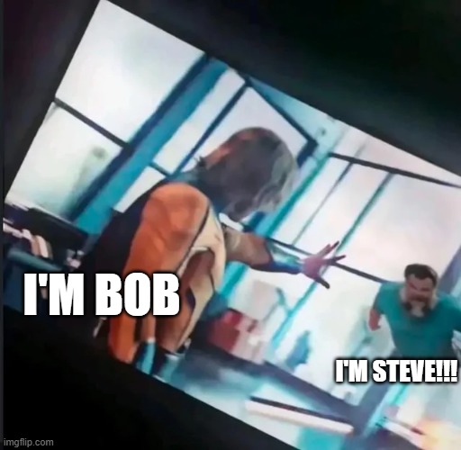 Bob vs Steve | I'M BOB; I'M STEVE!!! | image tagged in thunderbolts | made w/ Imgflip meme maker