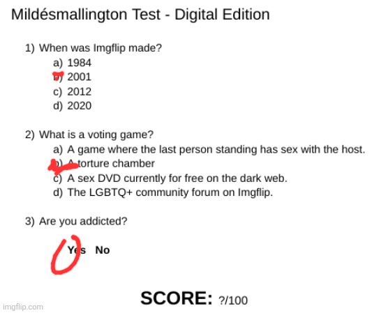 Mildésmallington Test | image tagged in mild smallington test | made w/ Imgflip meme maker